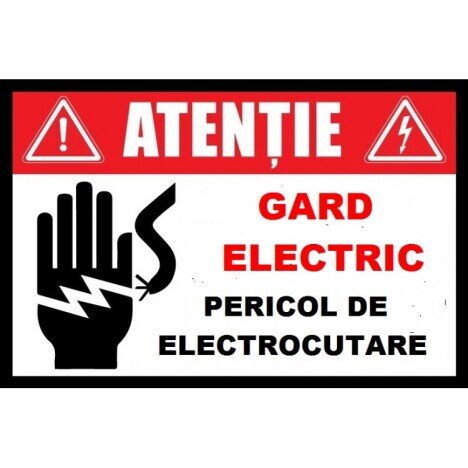 Placuta pentru gard electric pericol de electrocutare